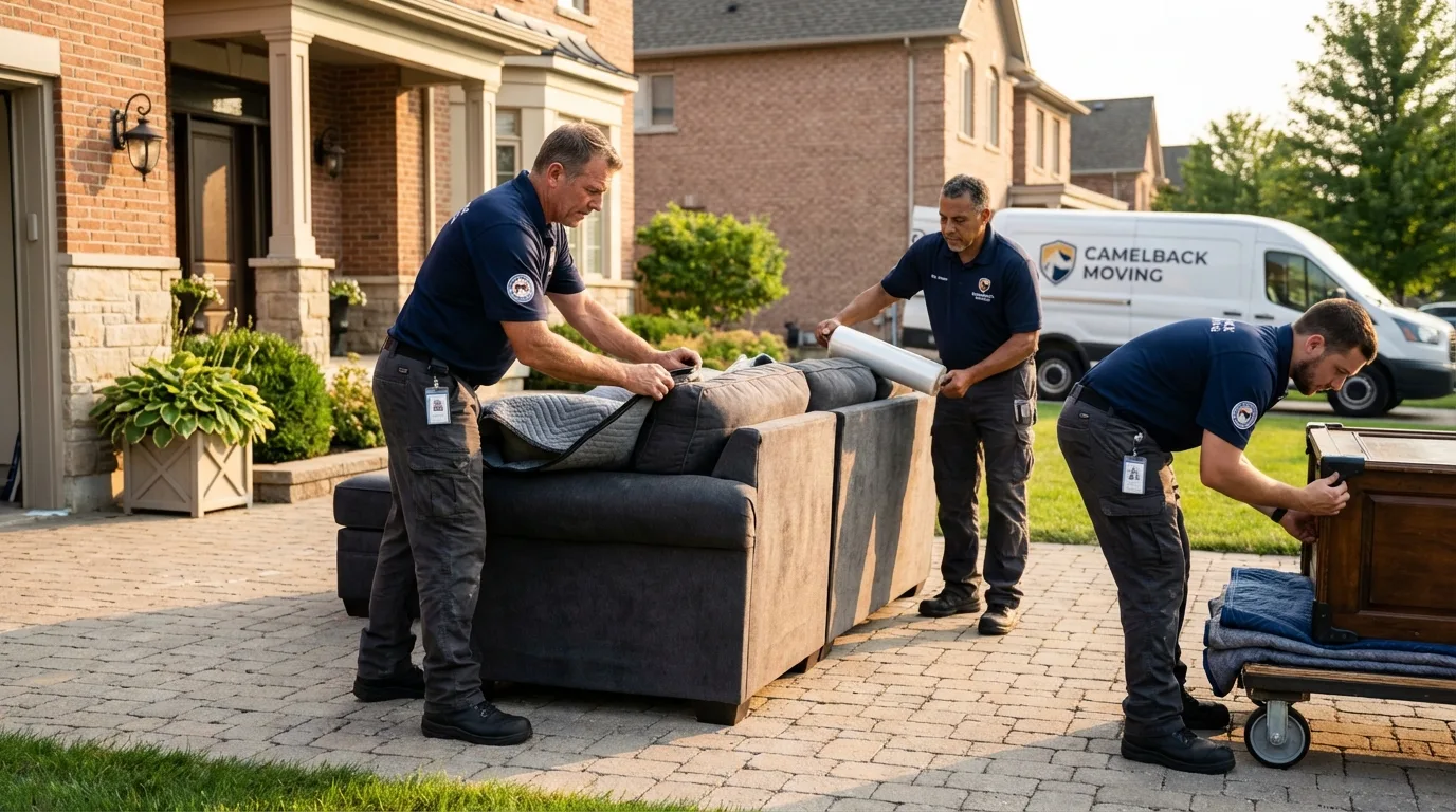Large estate moving crew wrapping furniture in Martinsville, NJ