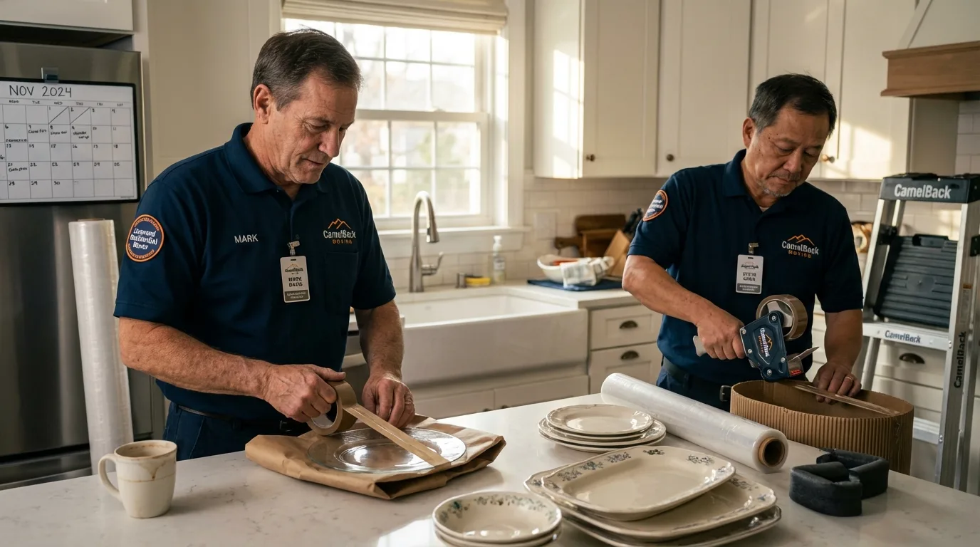 Professional crew packing kitchen dishware in Martinsville, NJ